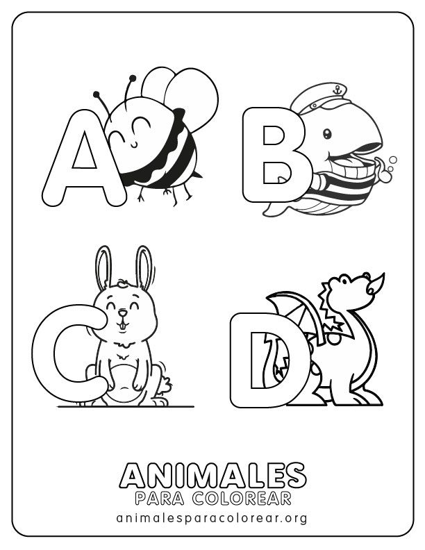 letras con animales para colorear